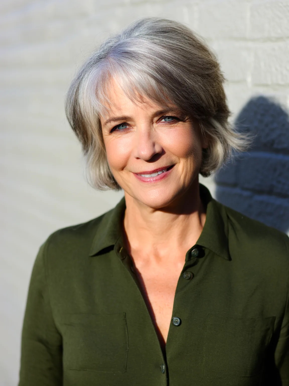silver frost with subtle lowlights feathered bob